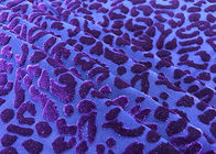 tela para fora queimada poliéster de veludo de 220GSM 94% para a cópia roxa do leopardo do vestuário