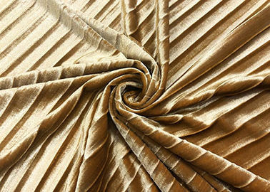 Tela de estofamento de veludo do ouro do plissado do poliéster de 290GSM 93% para o Contorno Dourado das senhoras