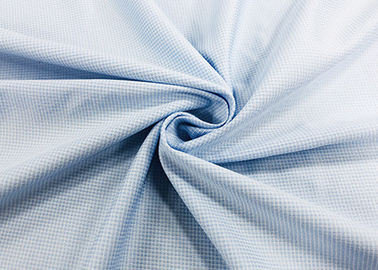 Urdidura 100% da tela da camisa do poliéster que faz malha claramente para verificações azuis do trabalhador